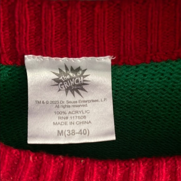 Festive Green and Red Crewneck Sweater with Grinch Design - Picture 2 of 5